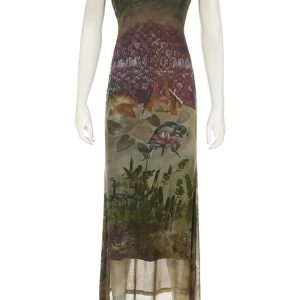 Gothic Forest Print Maxi Dress: Perfect for Concerts, Dates & Spring Outfits