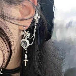 Gothic Heart Chain Drop Earrings for Stylish Outfits & Fashion Ideas