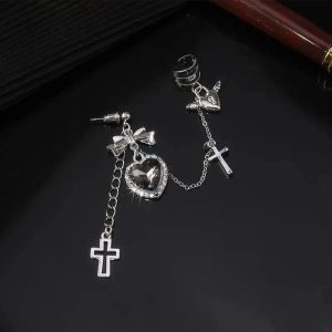 Gothic Heart Chain Drop Earrings for Stylish Outfits & Fashion Ideas