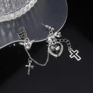 Gothic Heart Chain Drop Earrings for Stylish Outfits & Fashion Ideas