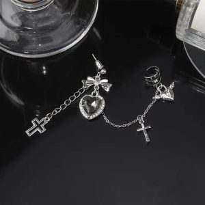 Gothic Heart Chain Drop Earrings for Stylish Outfits & Fashion Ideas