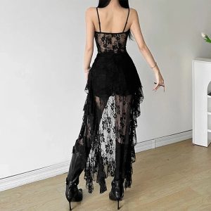 Gothic Lace High-Low Corset Dress: Perfect for Concerts & Date Nights