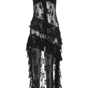 Gothic Lace High-Low Corset Dress: Perfect for Concerts & Date Nights