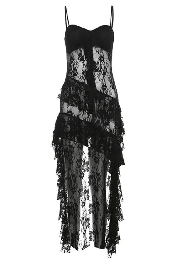 Gothic Lace High-Low Corset Dress: Perfect for Concerts & Date Nights