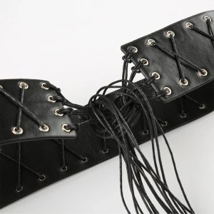 Gothic Lace-Up Corset Belt - Y2K Fashion, Cute 2000s Outfits, Mcbling Style