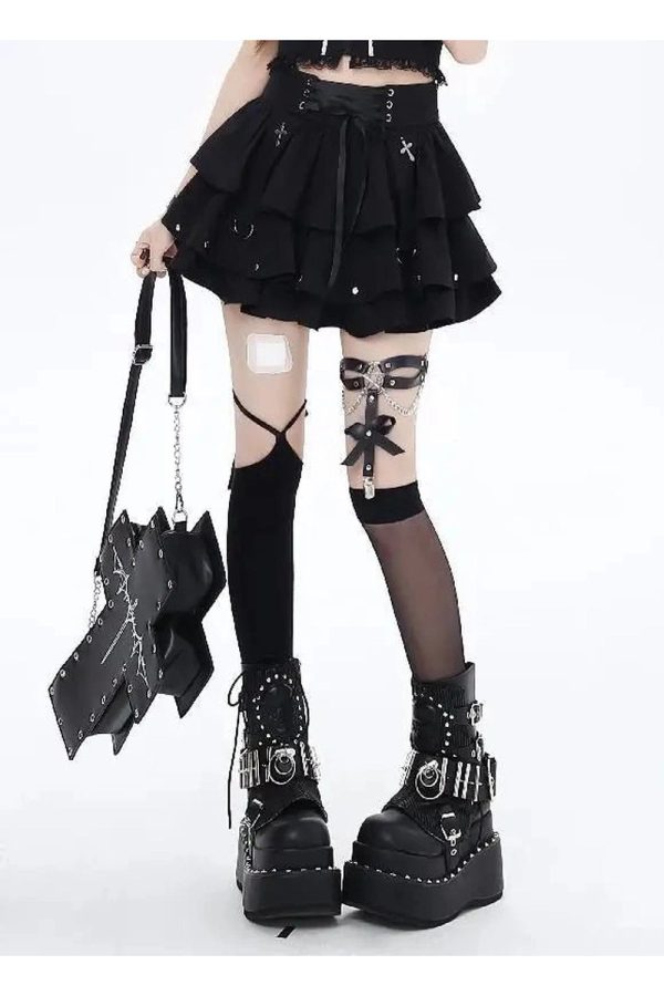 Gothic Layered Corset Skirt - Y2K Fashion, Cute 2000s Outfits, Mcbling Style