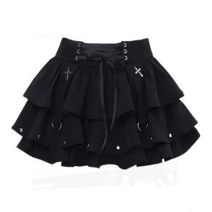 Gothic Layered Corset Skirt - Y2K Fashion, Cute 2000s Outfits, Mcbling Style