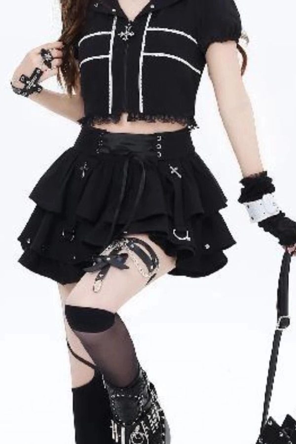 Gothic Layered Corset Skirt - Y2K Fashion, Cute 2000s Outfits, Mcbling Style