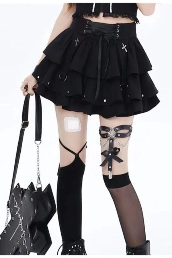 Gothic Layered Corset Skirt - Y2K Fashion, Cute 2000s Outfits, Mcbling Style