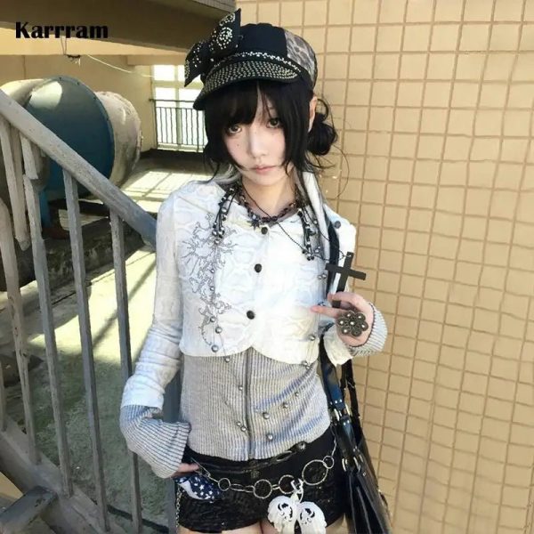 Gothic Lolita Layered Cardigan - Y2K Fashion, Cute 2000s Outfits, Mcbling Style