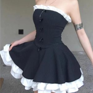 Gothic Ruffle Mini Dress: Perfect for Concerts, Parties, and Date Nights