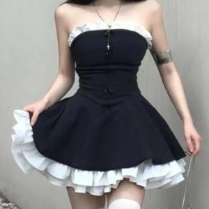 Gothic Ruffle Mini Dress: Perfect for Concerts, Parties, and Date Nights