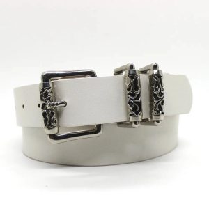 Gothic Silver Buckle White Belt for Stylish Outfits & Fashion Ideas