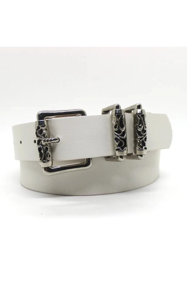 Gothic Silver Buckle White Belt for Stylish Outfits & Fashion Ideas