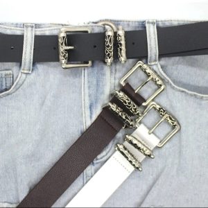 Gothic Silver Buckle White Belt for Stylish Outfits & Fashion Ideas