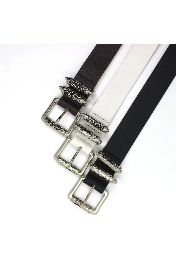 Gothic Silver Buckle White Belt for Stylish Outfits & Fashion Ideas