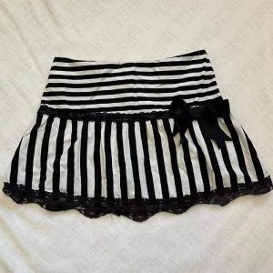 Gothic Striped Lace Mini Skirt: Trendy Outfit Ideas for Every Occasion