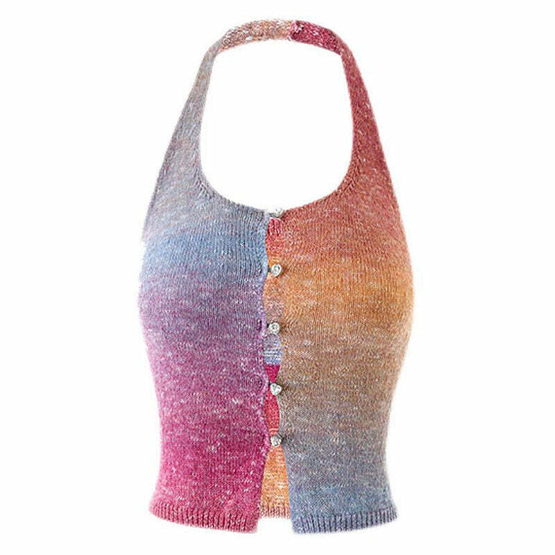 Gradient Rainbow Knit Halter Top: Trendy Outfit Ideas for Every Occasion