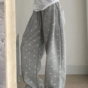 Gray Bow Cozy Lounge Pants | Cute 2000s Outfits & Y2K Fashion Inspiration