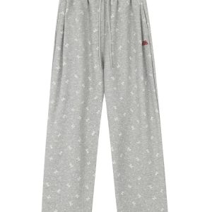 Gray Bow Cozy Lounge Pants | Cute 2000s Outfits & Y2K Fashion Inspiration