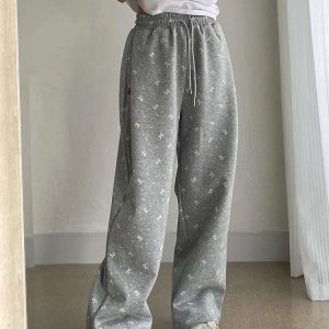 Gray Bow Cozy Lounge Pants | Cute 2000s Outfits & Y2K Fashion Inspiration