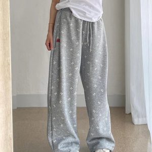 Gray Bow Cozy Lounge Pants | Cute 2000s Outfits & Y2K Fashion Inspiration