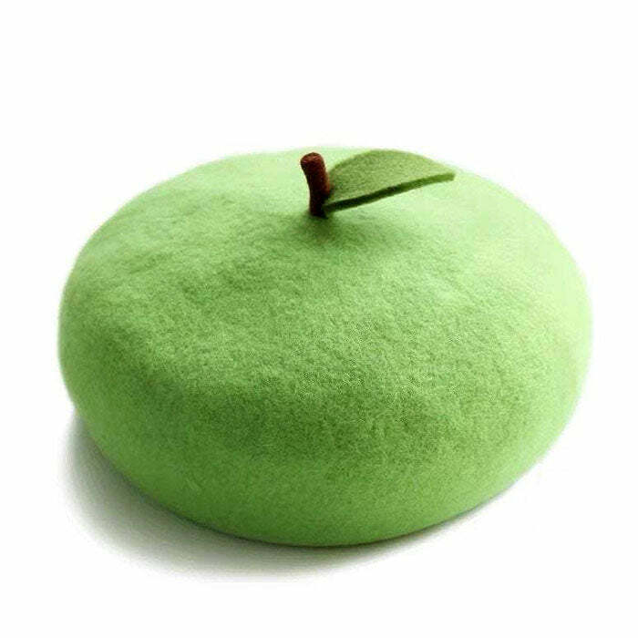 Green Apple Beret: Trendy Accessory for Spring Outfits & Concert Looks