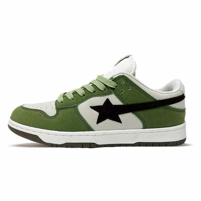 Green & Black Aesthetic Star Sneakers for Trendy Outfit Ideas