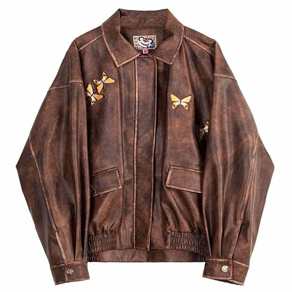 Grunge Aesthetic Butterfly Leather Jacket: Perfect for Concert & Casual Outfits