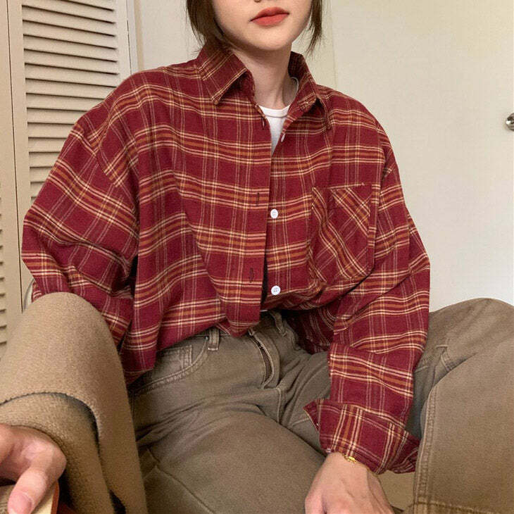 Grunge Aesthetic Plaid Shirt: Perfect for Casual Outfits & Concerts