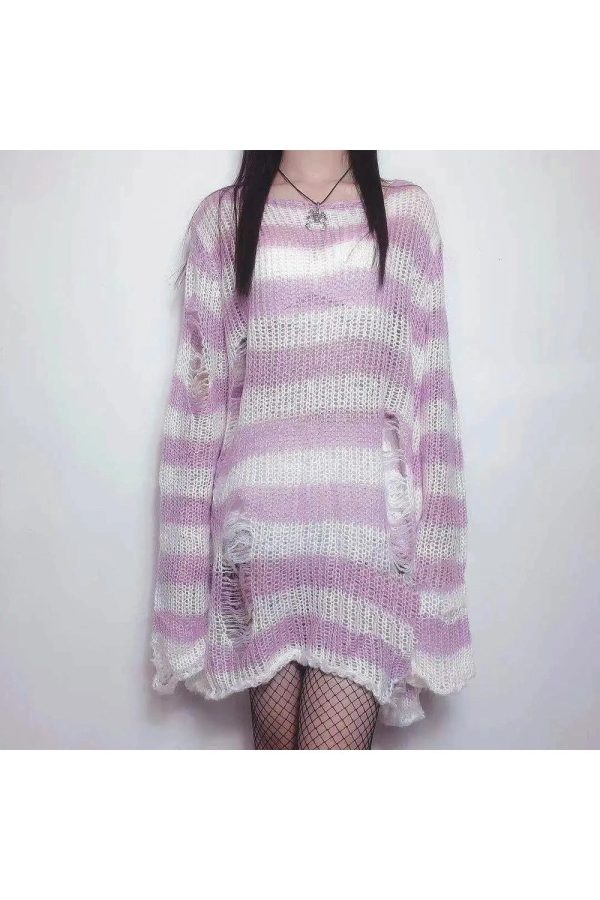 Grunge Candy Striped Sweater - Cute 2000s Outfits & Y2K Fashion Inspiration