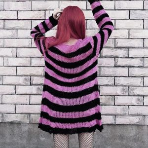 Grunge Candy Striped Sweater - Cute 2000s Outfits & Y2K Fashion Inspiration