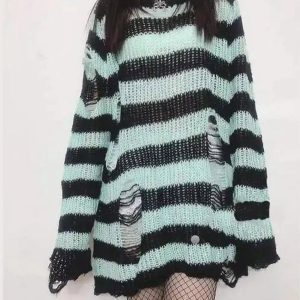 Grunge Candy Striped Sweater - Cute 2000s Outfits & Y2K Fashion Inspiration