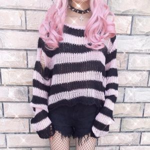 Grunge Candy Striped Sweater - Cute 2000s Outfits & Y2K Fashion Inspiration