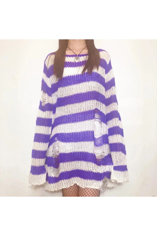 Grunge Candy Striped Sweater - Cute 2000s Outfits & Y2K Fashion Inspiration