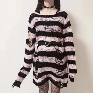 Grunge Candy Striped Sweater - Cute 2000s Outfits & Y2K Fashion Inspiration