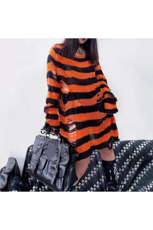 Grunge Candy Striped Sweater - Cute 2000s Outfits & Y2K Fashion Inspiration