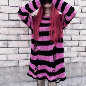 Grunge Candy Striped Sweater - Cute 2000s Outfits & Y2K Fashion Inspiration