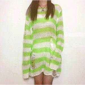 Grunge Candy Striped Sweater - Cute 2000s Outfits & Y2K Fashion Inspiration