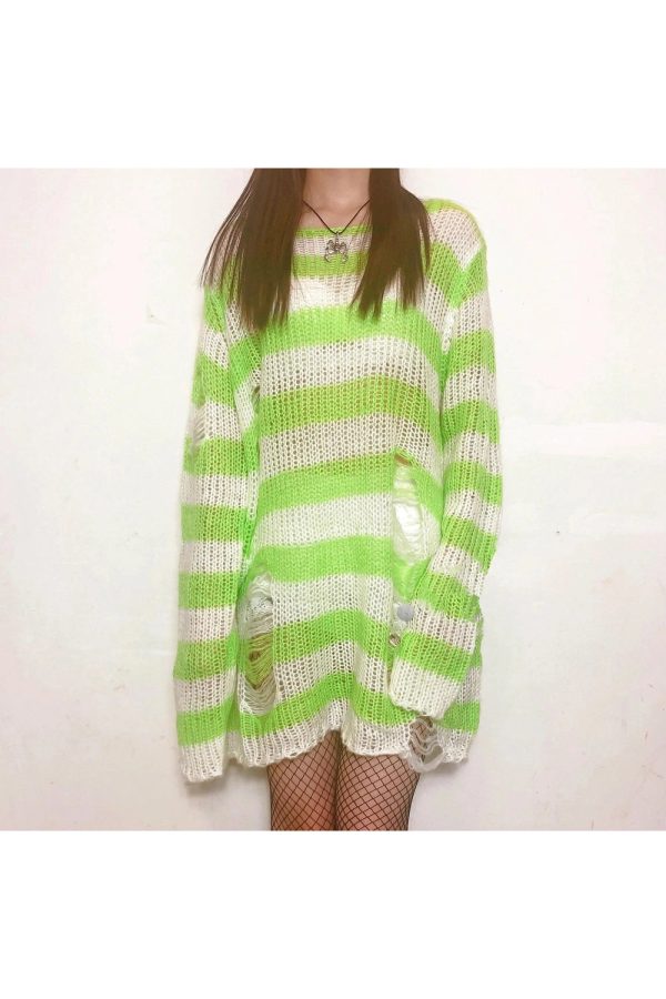 Grunge Candy Striped Sweater - Cute 2000s Outfits & Y2K Fashion Inspiration