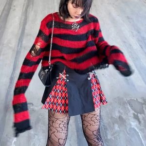 Grunge Candy Striped Sweater - Cute 2000s Outfits & Y2K Fashion Inspiration