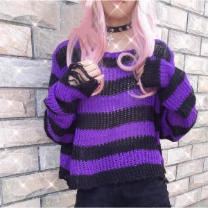 Grunge Candy Striped Sweater - Cute 2000s Outfits & Y2K Fashion Inspiration