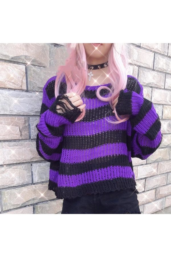 Grunge Candy Striped Sweater - Cute 2000s Outfits & Y2K Fashion Inspiration