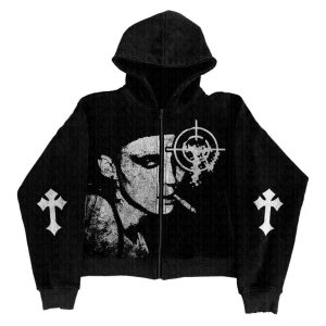 Grunge Noir Graphic Hoodie: Trendy Outfit Ideas for Concerts & Casual Wear