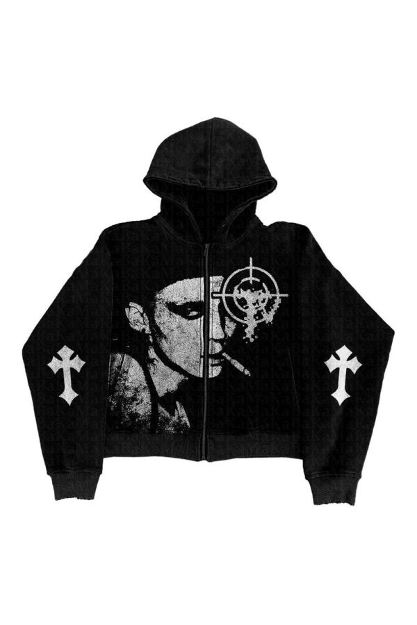 Grunge Noir Graphic Hoodie: Trendy Outfit Ideas for Concerts & Casual Wear