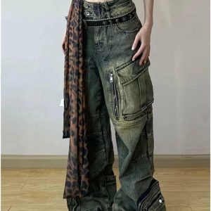 Grunge Oversized Cargo Pants - Y2K Fashion, 2000s Outfits, McBling Style