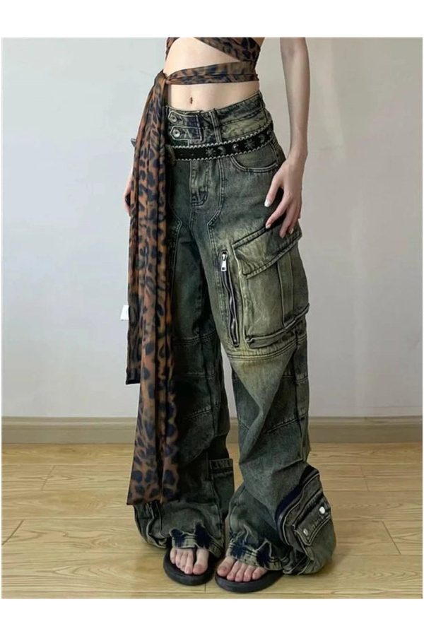 Grunge Oversized Cargo Pants - Y2K Fashion, 2000s Outfits, McBling Style