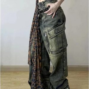 Grunge Oversized Cargo Pants - Y2K Fashion, 2000s Outfits, McBling Style