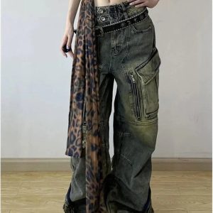 Grunge Oversized Cargo Pants - Y2K Fashion, 2000s Outfits, McBling Style