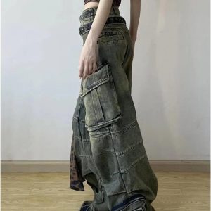 Grunge Oversized Cargo Pants - Y2K Fashion, 2000s Outfits, McBling Style